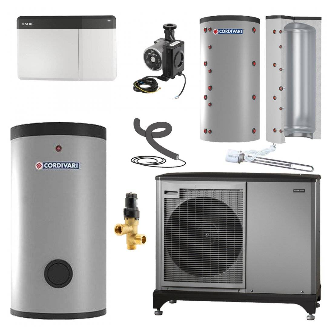 01 Pachet PDC NIBE F2050-10, cu boiler Cordivari 200 l, 230V Pachet pompa de caldura aer-apa, NIBE F2050-10, 230V, pt. max 130 mp - imagine 1
