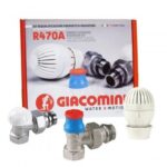 Set robineți termostatați TUR/RETUR Giacomini R470A, 1/2” cu prindere pt. PEX-R470A